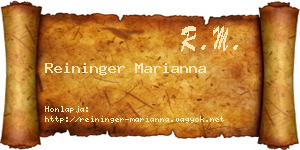 Reininger Marianna névjegykártya